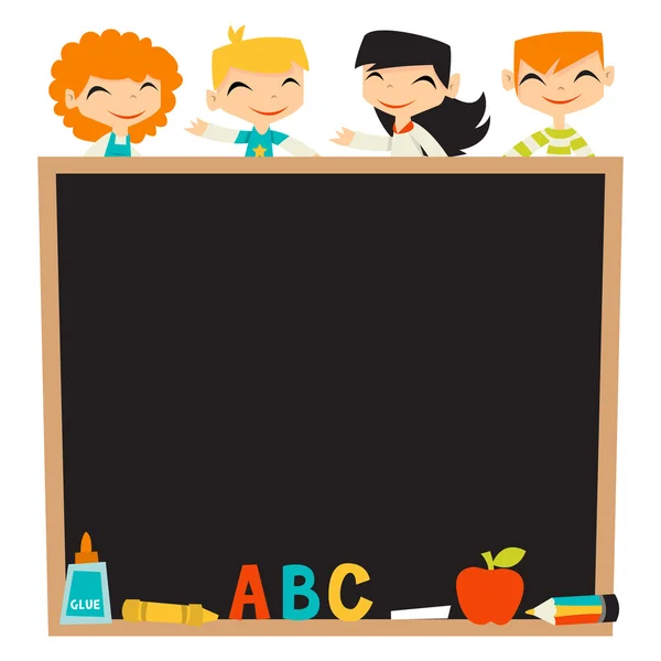 Retro gyerekek vissza az iskola Blackboard másol hely — Stock Vector