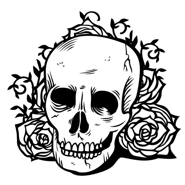 Kafatası çiçekler — Stok Vektör