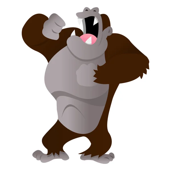 Angry Cartoon Gorilla Beating Chest — Stock Vector