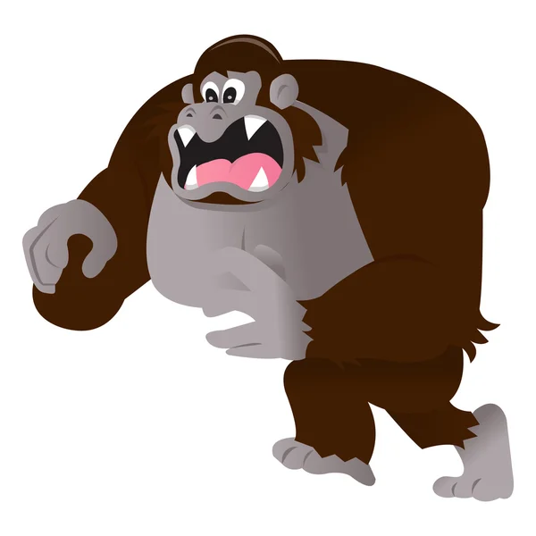 Rozzlobený kreslený gorila skákání vpřed — Stockový vektor