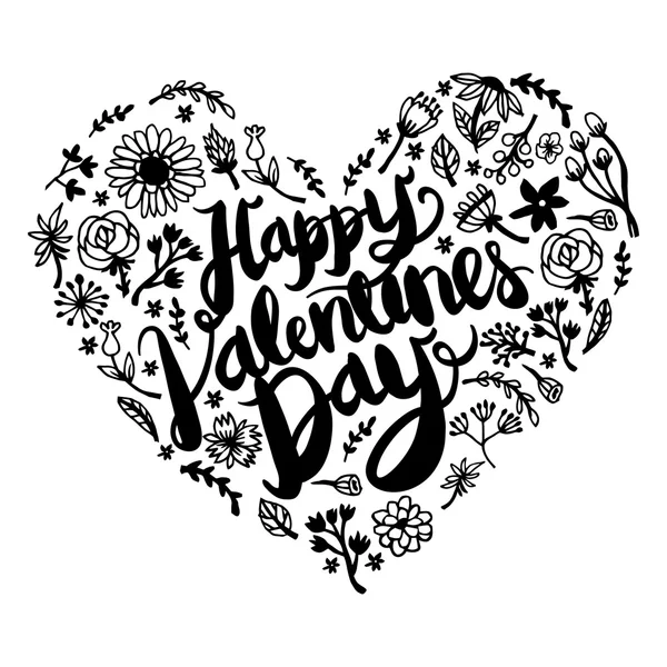 Happy Valentine's Day botanische gebladerte hart — Stockvector