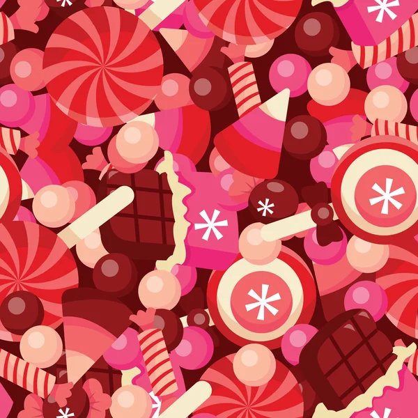 Süße Pralinen Bonbons stapeln nahtlose Muster Hintergrund — Stockvektor