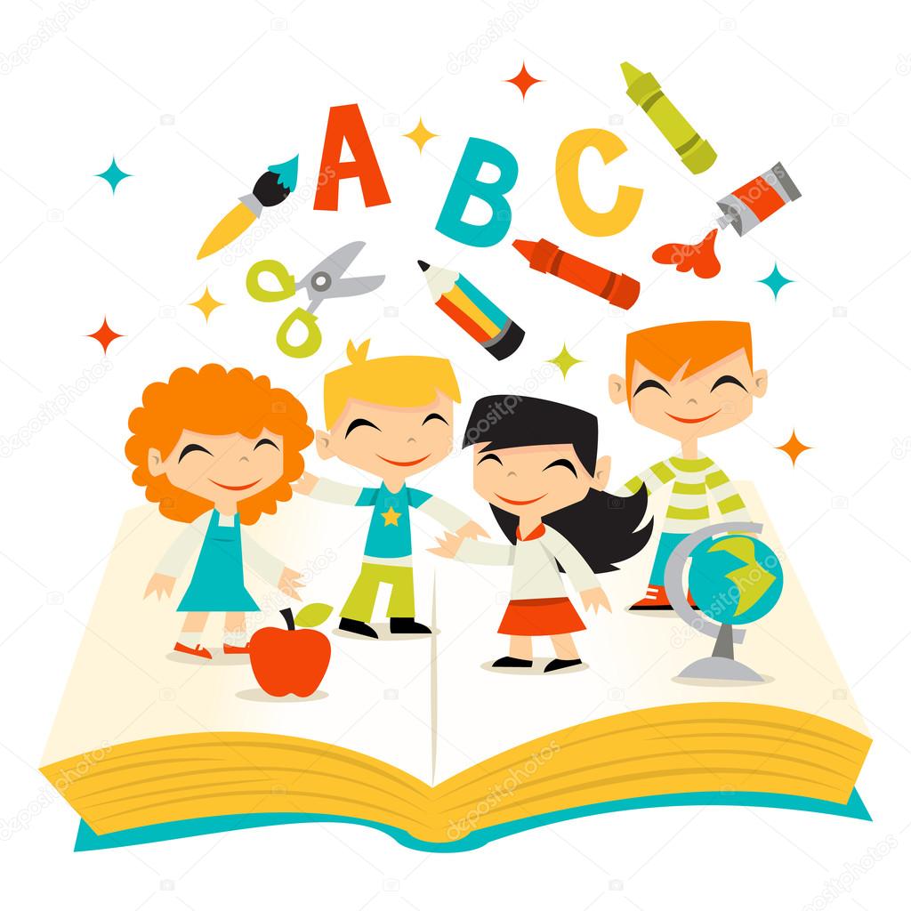 Retro Kids Happy Learning School Book Vector Image By C Totallyjamie Vector Stock 7137