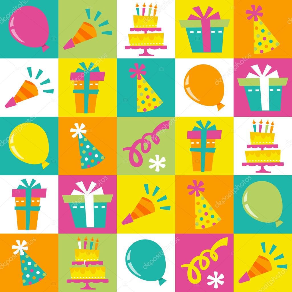 Retro Birthday Extravaganza Tiles Pattern Background