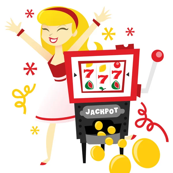 Cartoon Female Jackpot Winner — Stock Vector