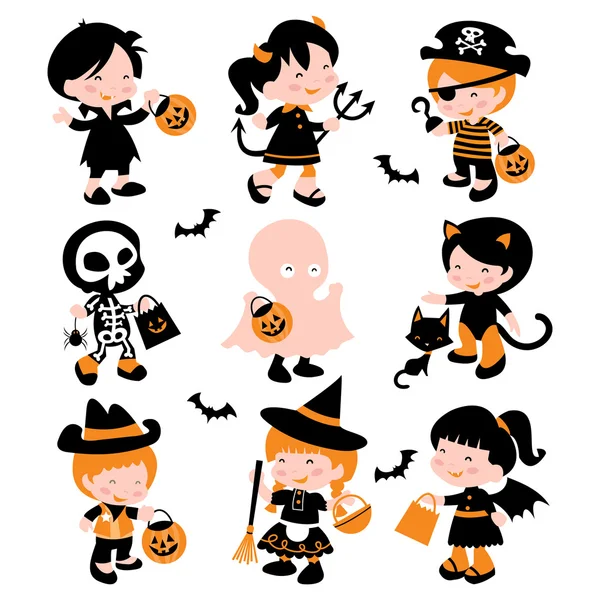 Truco de Halloween o tratar a los niños — Vector de stock