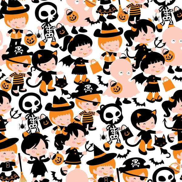 Halloween-Trick oder Behandlung von Kindern nahtlose Muster Hintergrund — Stockvektor