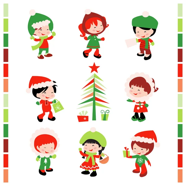 Christmas Winter Kids — Stock Vector