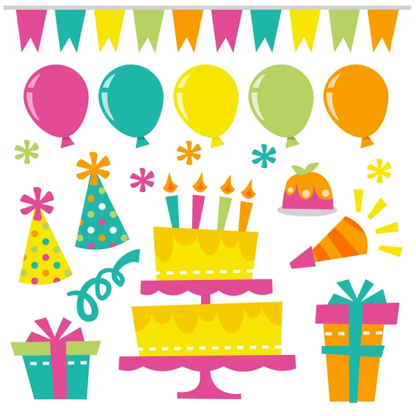 Retro Birthday Extravaganza Design Elements — Stock Vector