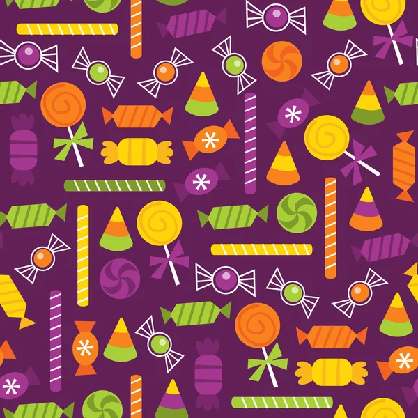Halloween Trick Or Treat Candies Seamless Pattern Background — Stock Vector