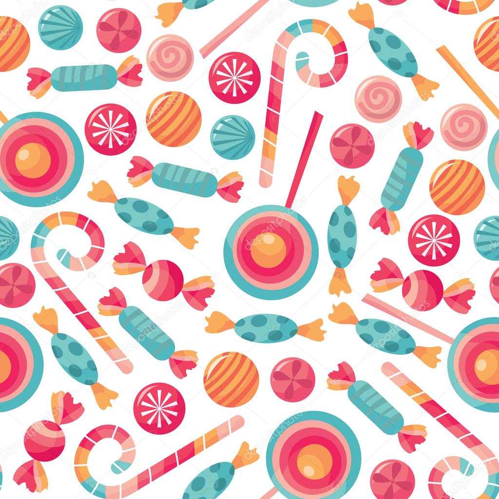 Candy Treats Shop Seamless Pattern Background