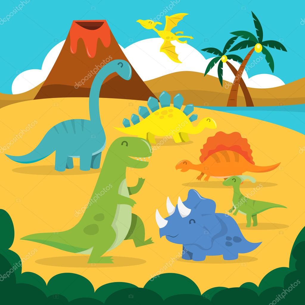 Cartoon Prehistoric Land Of Dinosaurs Stock Vector Image by ©totallyjamie #71570657 Cartoon Prehistoric Land Of Dinosaurs Stock Vector Image by ©totallyjamie #71570657