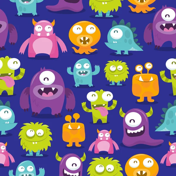 Vector patroon achtergrond met cartoon monsters — Stockvector