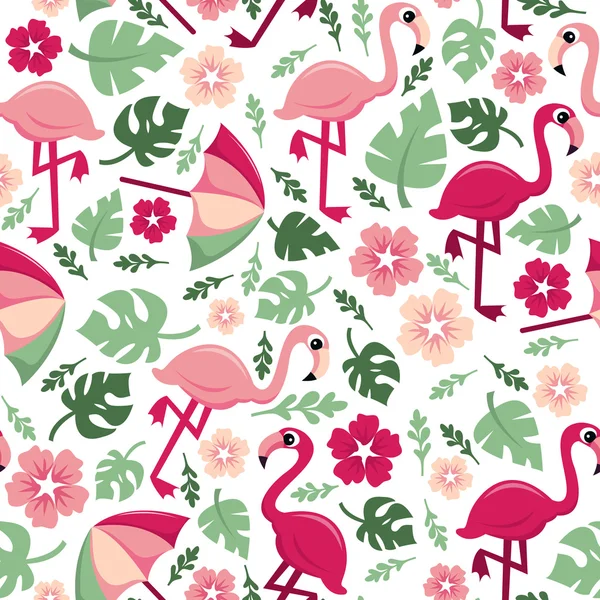 Tropical Flamingoes Seamless Pattern Background — Stock Vector