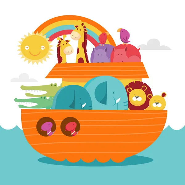 幸せのカラフルなノアの箱舟 — ストックベクタ
