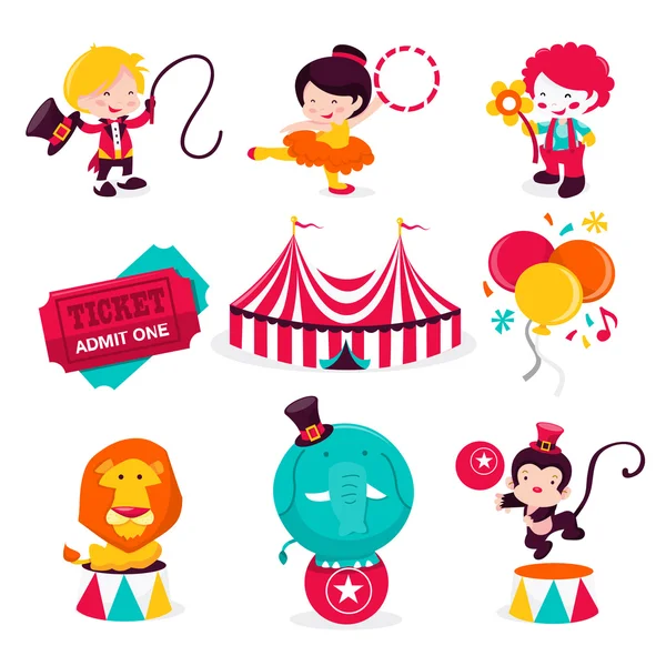 Iconos de circo de carnaval — Vector de stock
