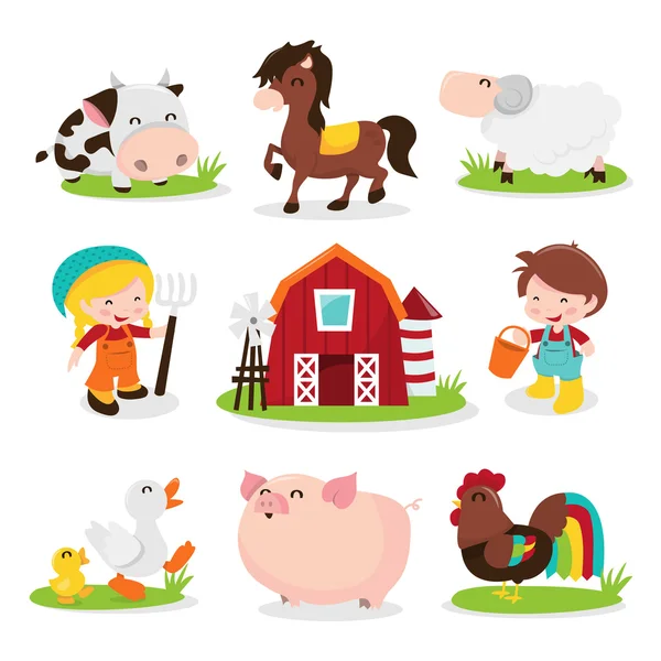 Happy Barnyard amis de ferme — Image vectorielle