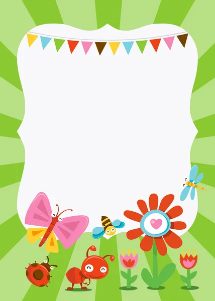 Happy Sweet Garden Bugs copy space — Stock Vector