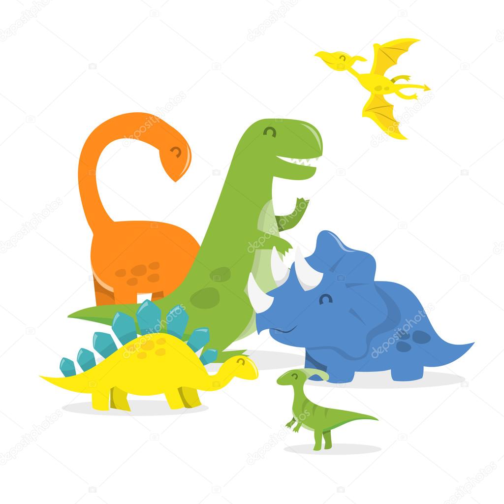 Happy Cartoon Dinosaur Family