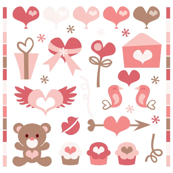 Retro Valentijnsdag Clip Art Clip Art collectie — Stockvector