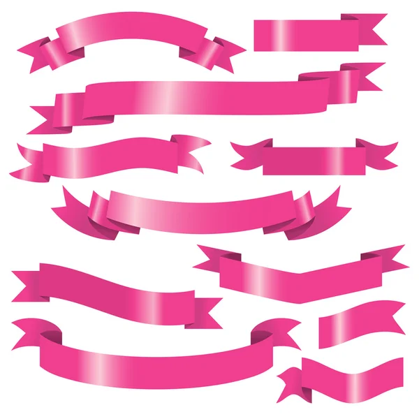 Bannières et rubans roses — Image vectorielle
