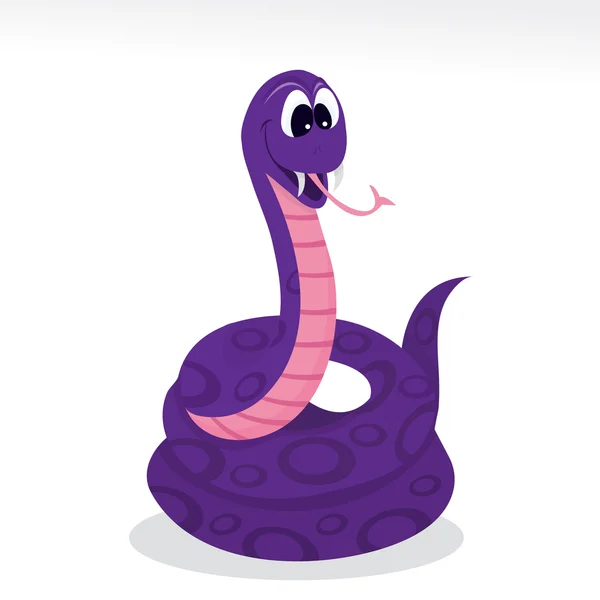Cartoon Happy Purple Snake — Stock Vector