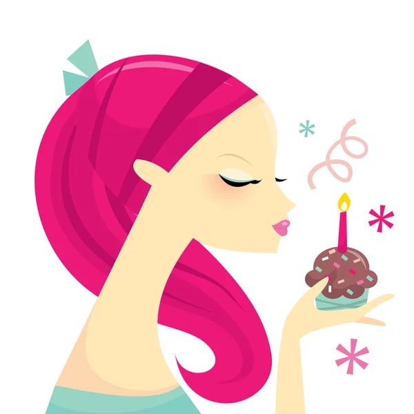 Anniversaire Cupcake Beauté — Image vectorielle