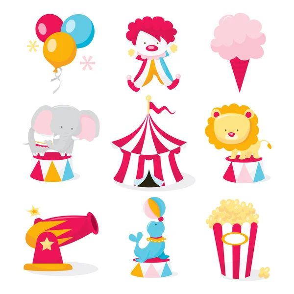 Cute Circus Icons — Stock Vector