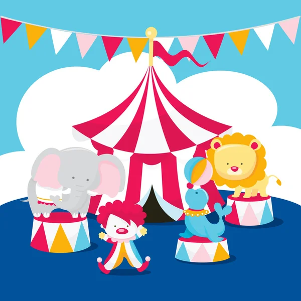 Cute Circus Scene — Stock Vector