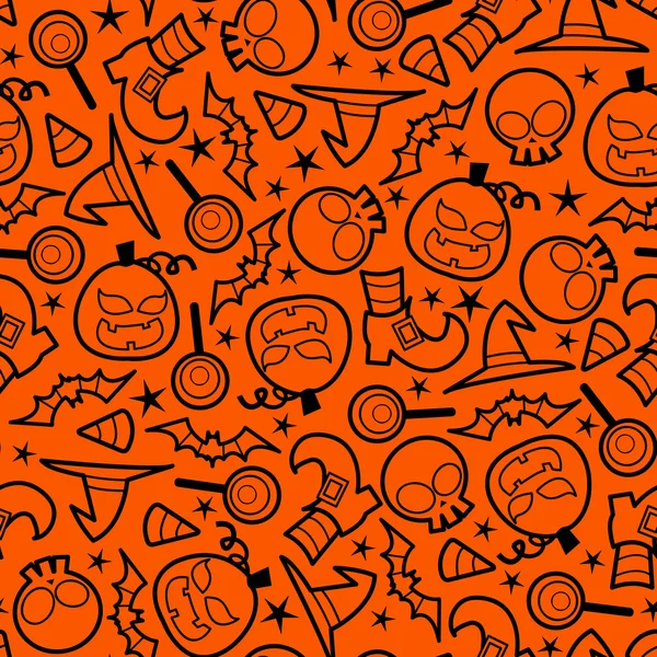 Halloween Doodle Padrão sem costura fundo — Vetor de Stock