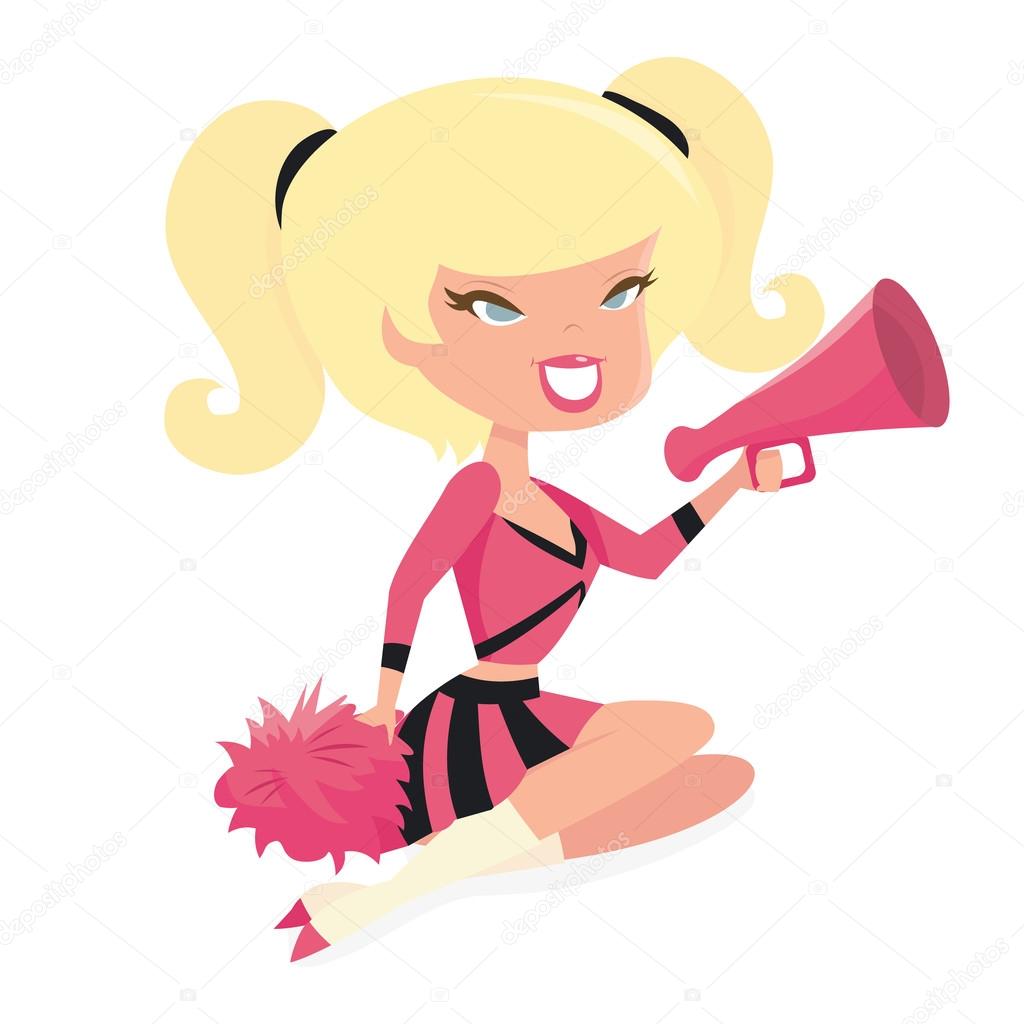 Cartoon Retro Cheerleader Pinup Girl