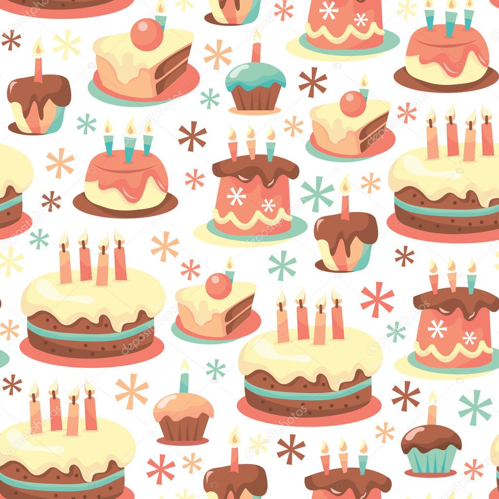 Background of Birthday cake pattern, vector illustration Stock Vector Image  & Art - Alamy