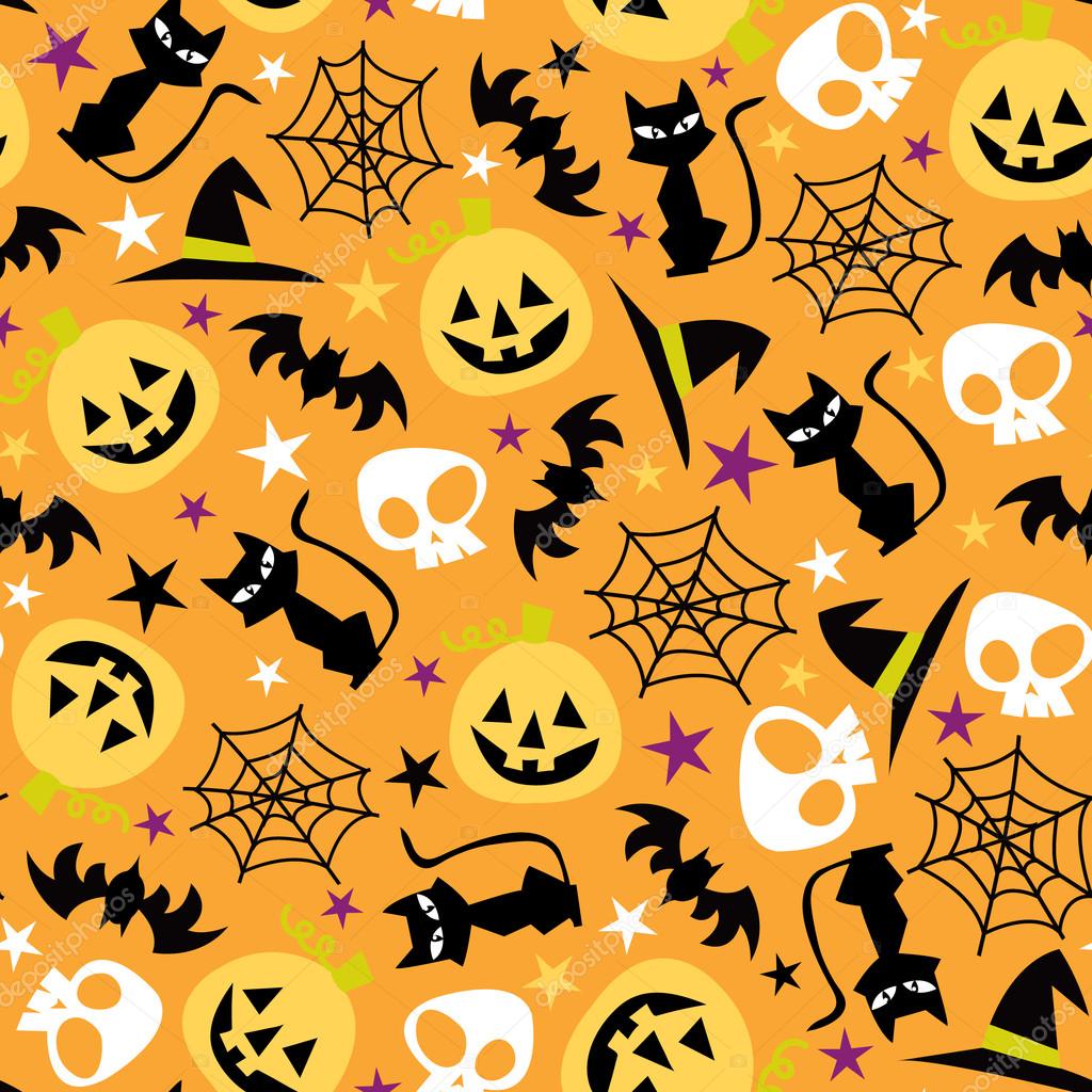 Retro Halloween Seamless Pattern Background Stock Vector Image by ...