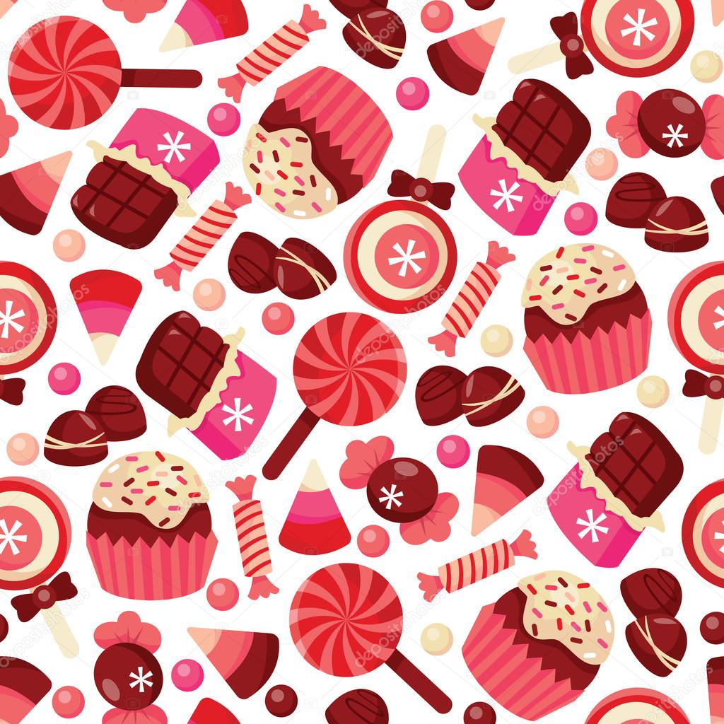 Sweet Chocolates Candies Seamless Pattern Background