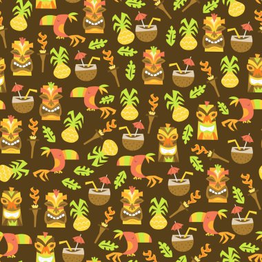 Tiki Luau Seamless Pattern Background clipart