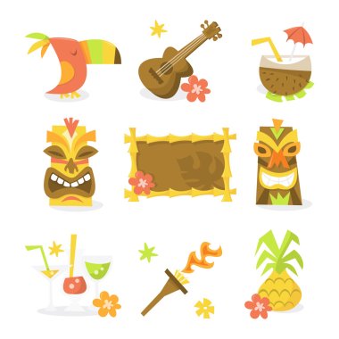 Luau Tiki Party Icons clipart