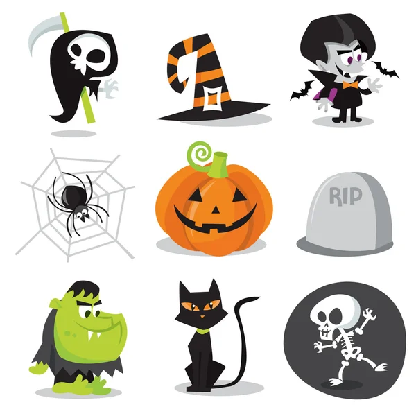 Caractères et objets Halloween — Image vectorielle