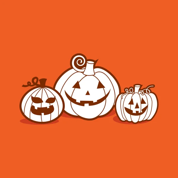 Calabazas de Halloween línea de arte — Vector de stock