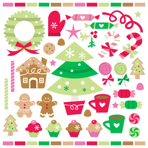 Retro Navidad golosinas y dulces — Archivo Imágenes Vectoriales
