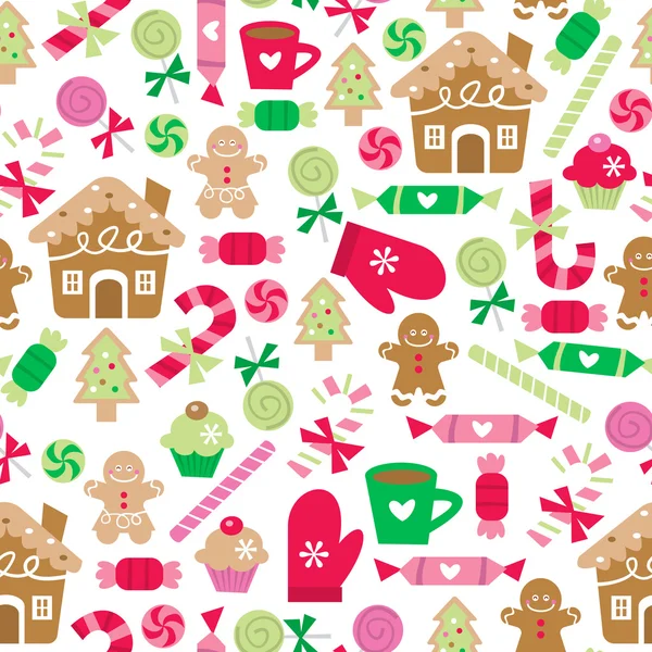 Christmas Sugar And Spice Seamless Pattern Latar Belakang - Stok Vektor