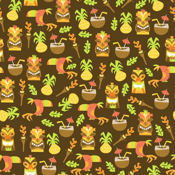 Tiki Luau fond de motif sans couture — Image vectorielle