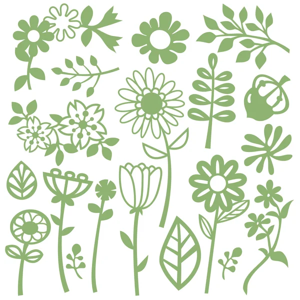 Fleurs et feuilles fantaisistes — Image vectorielle