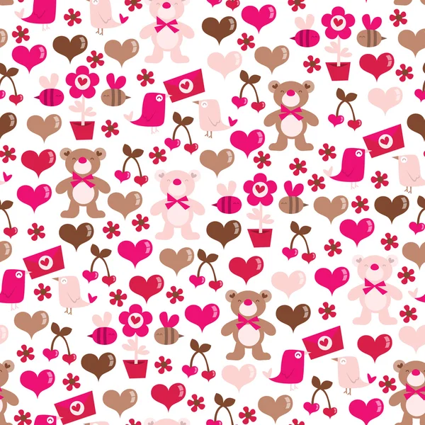 Bee Mine Valentine Seamless Pattern Background — Stock Vector