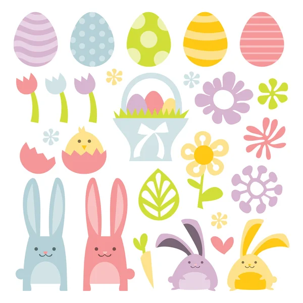 Happy Sweet Easter Spring Clip Arts — Stock Vector