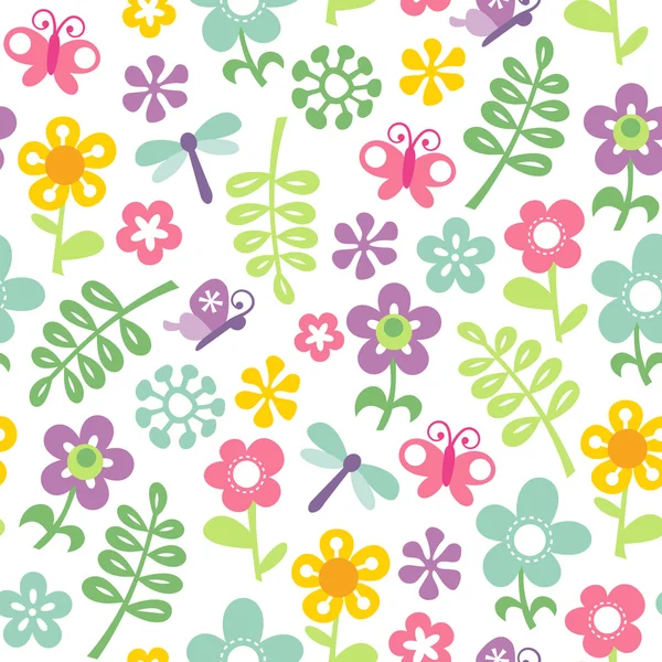 Fondo de patrón inconsútil Retro Spring Garden — Vector de stock