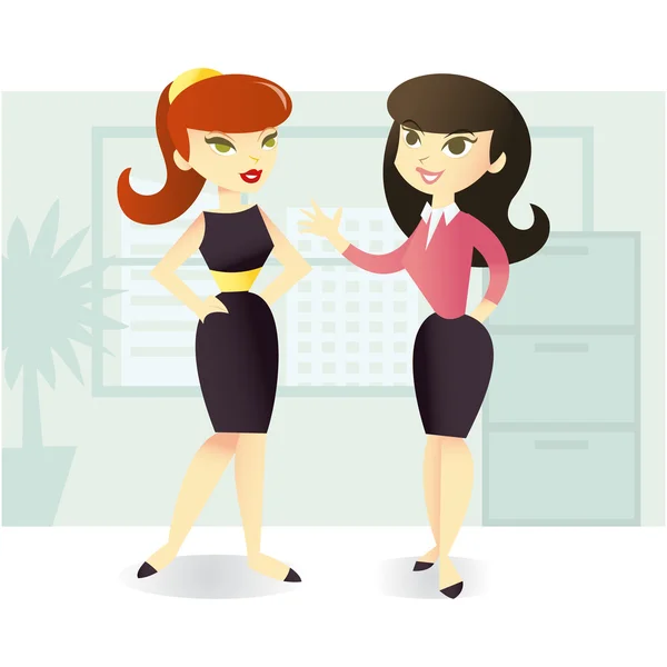 Desenhos animados colegas de escritório do sexo feminino —  Vetores de Stock