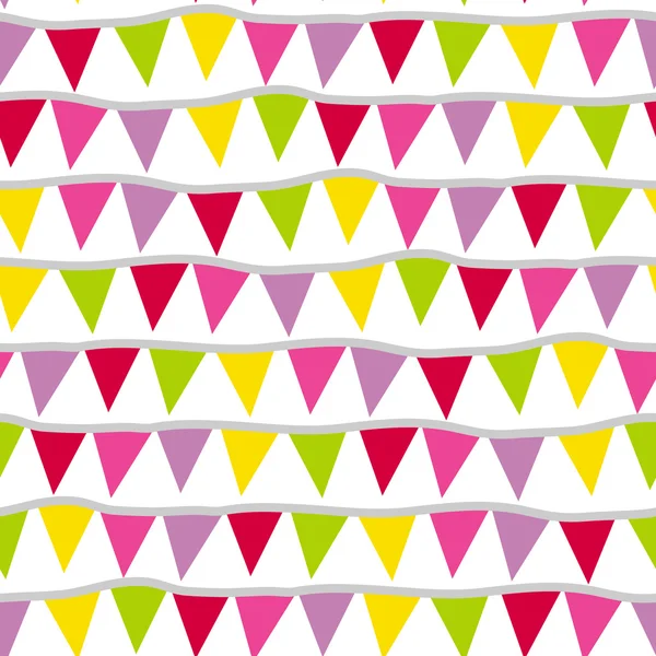 Retro Party Time Bunting Seamless Pattern Background — Stock Vector