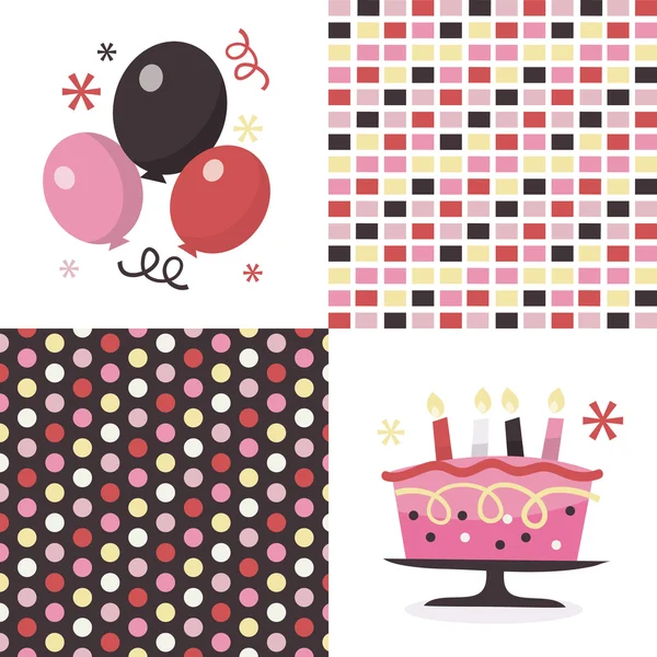 Balloons Cakes And Patterns — Stock Vector