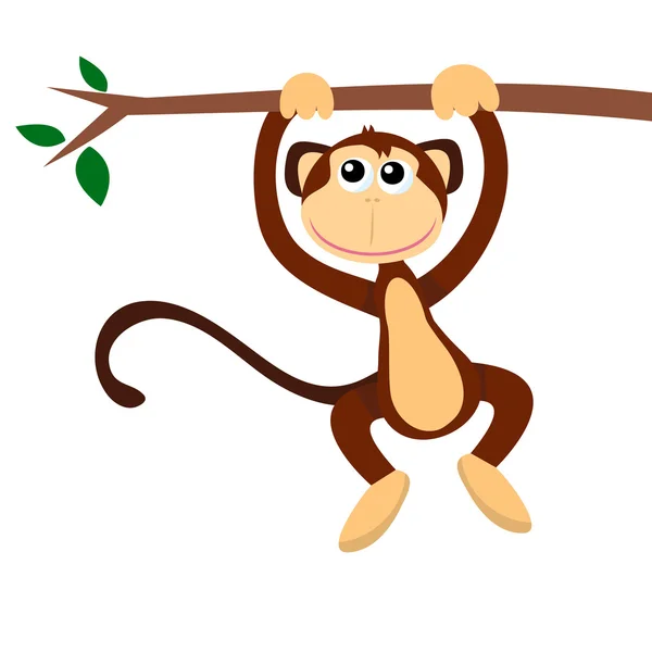 Mono de dibujos animados colgando de un árbol — Vector de stock