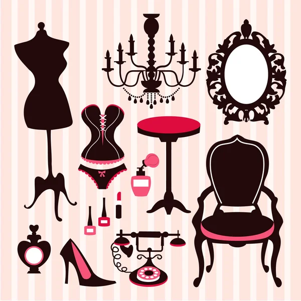 French Boudoir Design Elements — Stock Vector